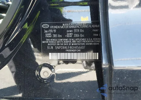 2019 Hyundai Elantra Sel z USA, uszkodzony, nr VIN 5NPD84LF4KH456607